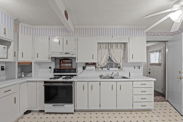 118 E Hale St, Augusta, GA 30901 - kitchen featuring white appliances, a sink, a textured ceiling, light flooring, and crown molding