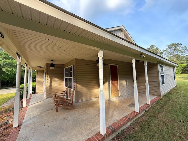 view of patio / terrace with ceiling fan