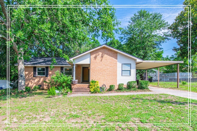 503 Mckenzie Ct, North Augusta, SC 29841 - view of front of home with brick siding, a carport, and driveway
