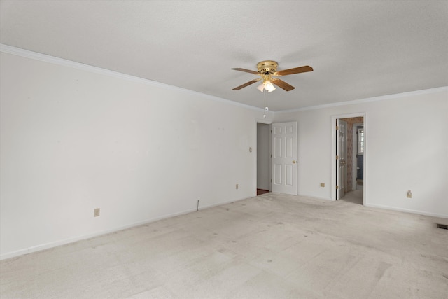 114 Sigman Pl, Martinez, GA 30907 - spare room featuring ceiling fan, crown molding, light carpet, and baseboards