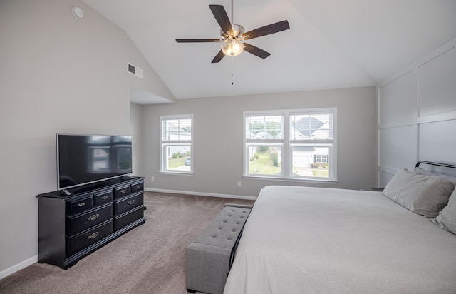 6047 Bakerville Ln, North Augusta, SC 29860 - bedroom with vaulted ceiling, carpet floors, and a ceiling fan