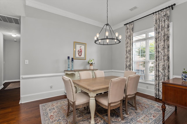 4256 Aerie Cir, Evans, GA 30809 - dining area featuring ornamental molding, wood finished floors, and a chandelier