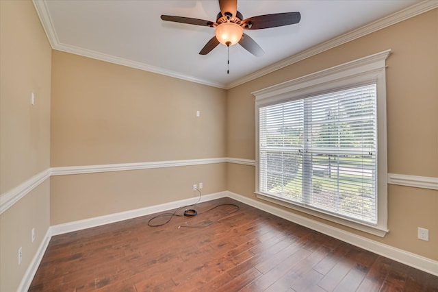 1164 Waltons Pass, Evans, GA 30809 - unfurnished room with dark wood-style floors, ceiling fan, and crown molding