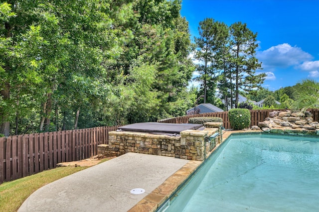 1164 Waltons Pass, Evans, GA 30809 - view of swimming pool with a fenced backyard, a patio area, and a hot tub