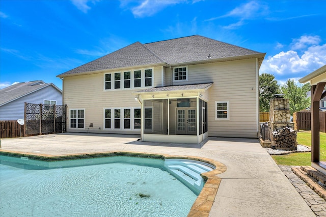 1164 Waltons Pass, Evans, GA 30809 - view of swimming pool featuring a sunroom, a patio area, and french doors