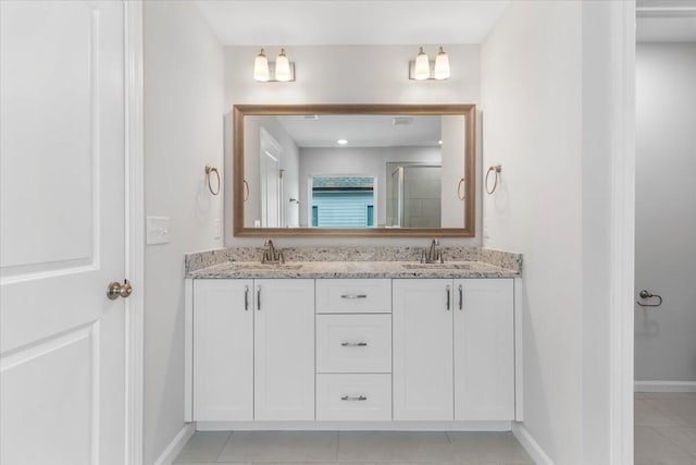 5085 Anna Way Unit Fb28, North Augusta, SC 29841 - full bathroom featuring double vanity, a tile shower, and tile patterned floors