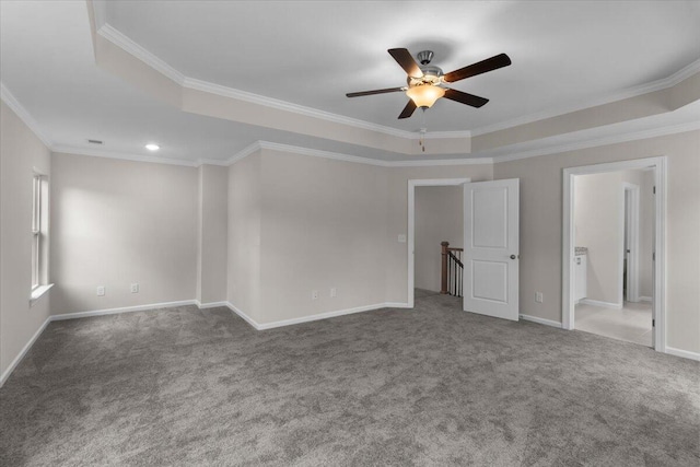 5085 Anna Way Unit Fb28, North Augusta, SC 29841 - unfurnished bedroom with a tray ceiling, crown molding, carpet, and a ceiling fan