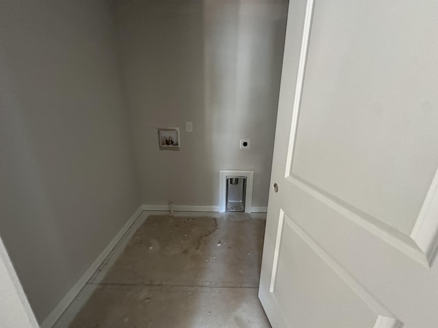 laundry room with laundry area, baseboards, washer hookup, and electric dryer hookup