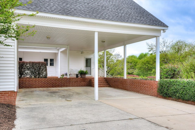 81 Two Mile Dr, Johnston, SC 29832 - view of patio with a ceiling fan and a carport