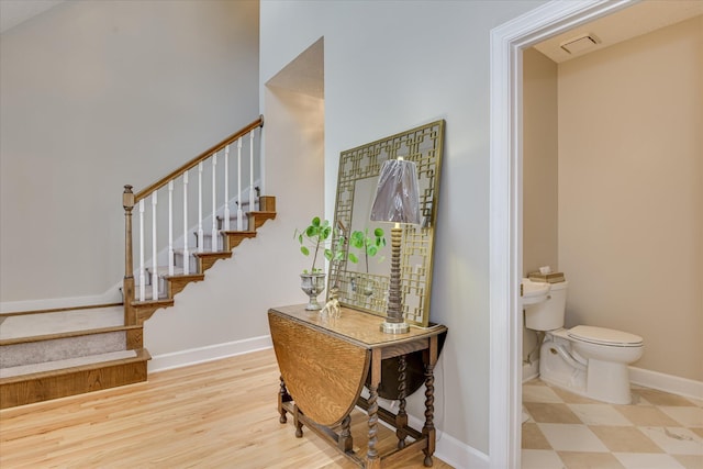 81 Two Mile Dr, Johnston, SC 29832 - stairway with baseboards and wood finished floors