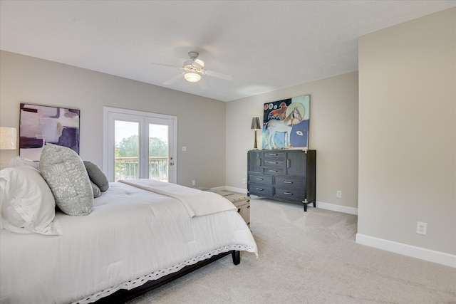 81 Two Mile Dr, Johnston, SC 29832 - bedroom featuring access to outside, light colored carpet, and a ceiling fan