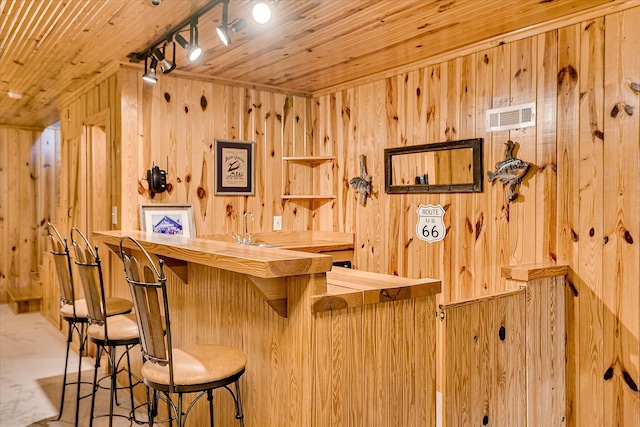 81 Two Mile Dr, Johnston, SC 29832 - indoor wet bar with wooden walls and wood ceiling