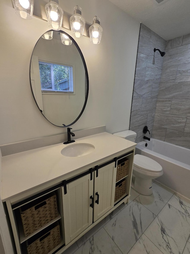 469 Lawrence Dr, Evans, GA 30809 - full bathroom with vanity, marble look tile flooring, and shower / washtub combination