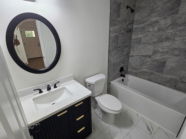 469 Lawrence Dr, Evans, GA 30809 - bathroom with vanity, shower / washtub combination, and marble finish floors