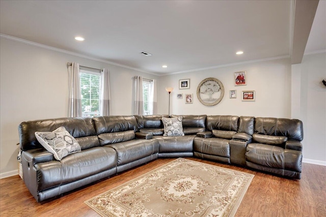 4478 Amanda Ct, Evans, GA 30809 - living room featuring wood finished floors, crown molding, and recessed lighting