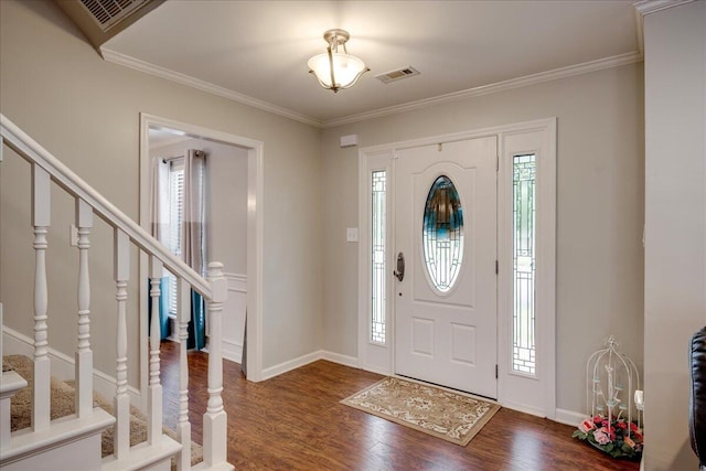 4478 Amanda Ct, Evans, GA 30809 - foyer entrance featuring plenty of natural light, wood finished floors, stairs, and crown molding