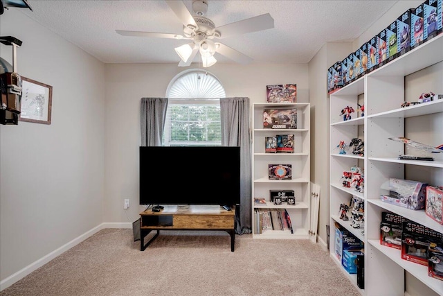 4478 Amanda Ct, Evans, GA 30809 - sitting room featuring carpet floors, a ceiling fan, and a textured ceiling