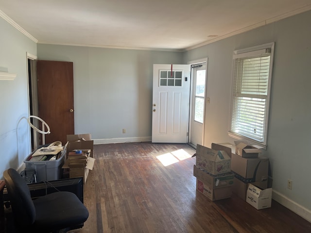 303 Spruce St, Louisville, GA 30434 - foyer entrance featuring baseboards, wood finished floors, and ornamental molding