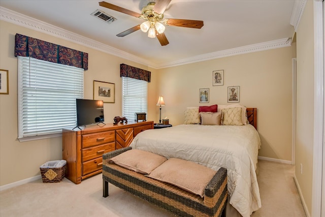 804 Camellia Rd, Augusta, GA 30909 - bedroom featuring light colored carpet, crown molding, and ceiling fan