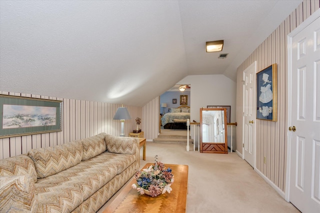 804 Camellia Rd, Augusta, GA 30909 - living room with light colored carpet, vaulted ceiling, and ceiling fan
