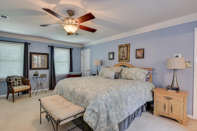 804 Camellia Rd, Augusta, GA 30909 - bedroom featuring light colored carpet, crown molding, and a ceiling fan