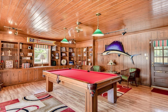 804 Camellia Rd, Augusta, GA 30909 - playroom featuring wood ceiling, light wood-style floors, wooden walls, and billiards table