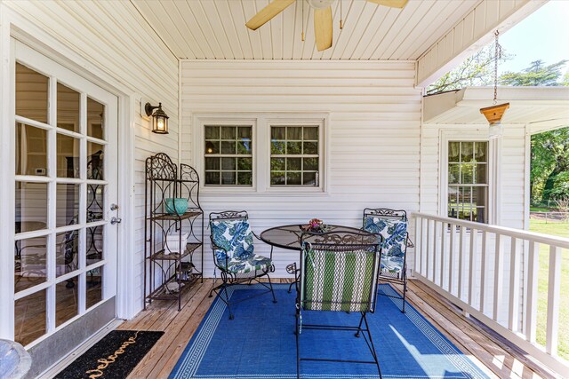 104 Sim St, Washington, GA 30673 - wooden terrace with a ceiling fan
