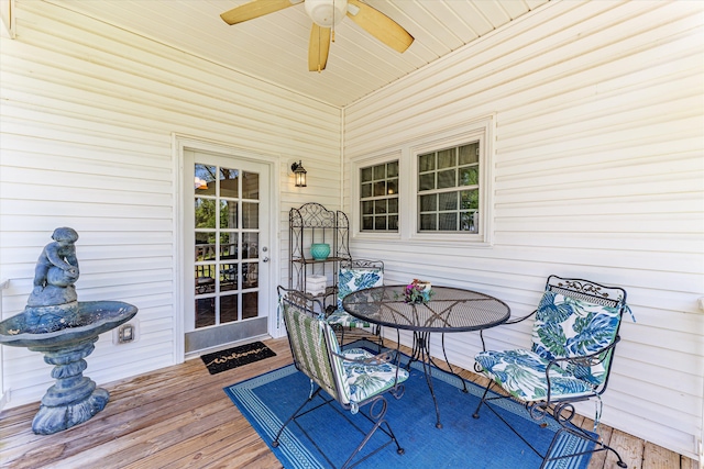 104 Sim St, Washington, GA 30673 - wooden deck featuring a ceiling fan