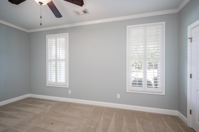 216 Dixon Ct, Evans, GA 30809 - carpeted spare room with healthy amount of natural light, a ceiling fan, and crown molding