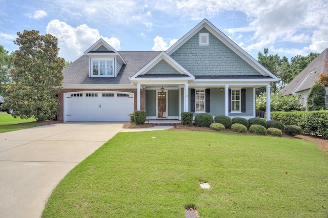 216 Dixon Ct, Evans, GA 30809 - craftsman-style house featuring a front lawn, a porch, driveway, a shingled roof, and a garage