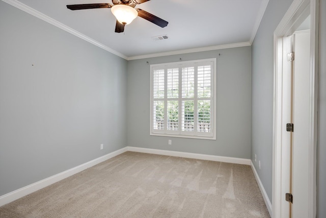216 Dixon Ct, Evans, GA 30809 - spare room with light carpet, ornamental molding, and ceiling fan