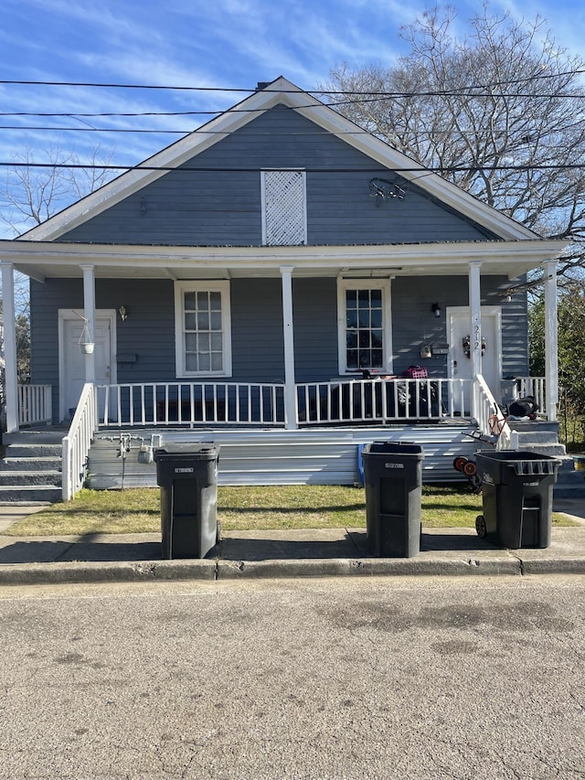 bungalow-style house featuring covered porch