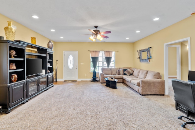 3044 Rockwell Ct, Graniteville, SC 29829 - living area featuring carpet floors, ceiling fan, and recessed lighting