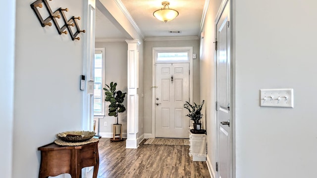 3113 Lobella Dr, Grovetown, GA 30813 - foyer entrance with ornamental molding, wood finished floors, and decorative columns