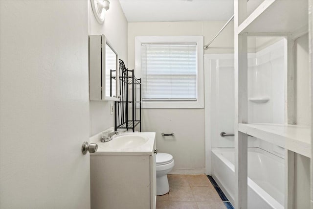 2436 Juniper Dr, Augusta, GA 30906 - bathroom featuring vanity, toilet, tile patterned floors, bathing tub / shower combination, and baseboards