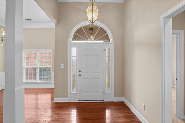 703 Talon Ct, Evans, GA 30809 - entrance foyer with wood finished floors, baseboards, and crown molding