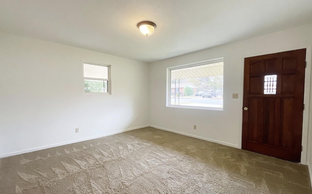 entrance foyer featuring carpet floors