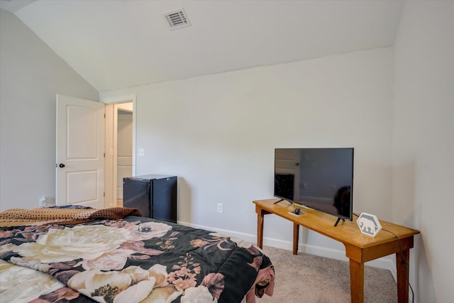 203 Preston Ct, North Augusta, SC 29860 - carpeted bedroom with baseboards, vaulted ceiling, and visible vents