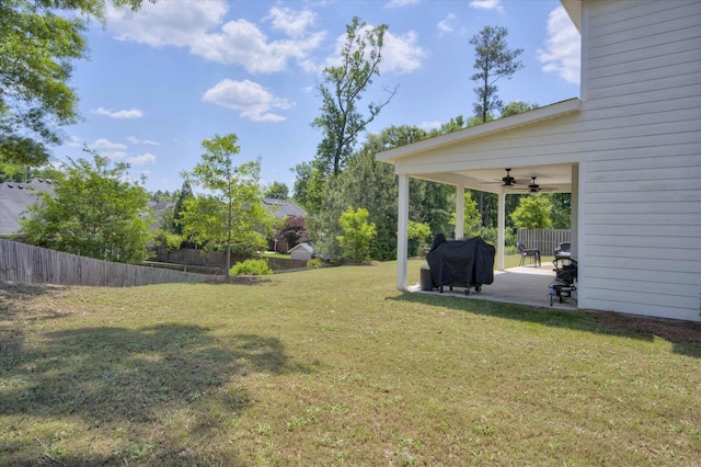 203 Preston Ct, North Augusta, SC 29860 - view of yard featuring a ceiling fan, a patio area, and fence