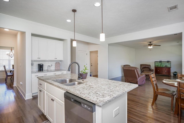 203 Preston Ct, North Augusta, SC 29860 - kitchen with a sink, visible vents, dark wood-style flooring, and dishwasher