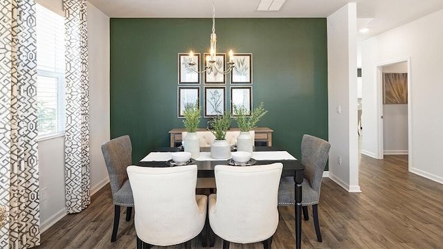 1256 Birch Cir, Grovetown, GA 30813 - dining space with a chandelier, plenty of natural light, baseboards, and wood finished floors