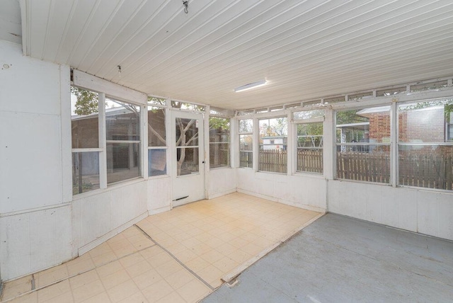 view of unfurnished sunroom