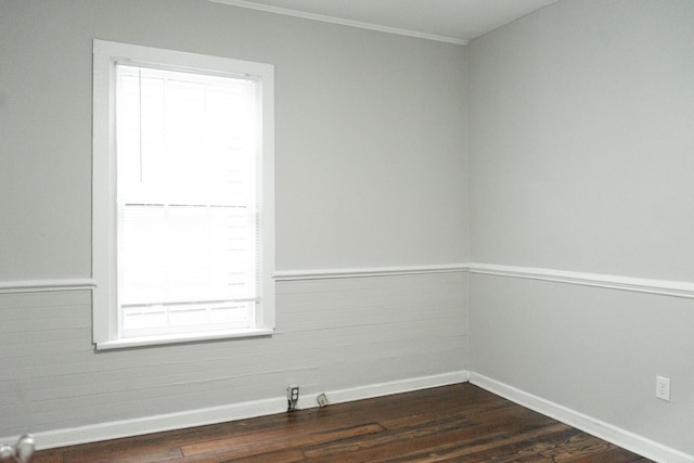 413 2nd St, Augusta, GA 30901 - spare room with baseboards, dark wood finished floors, and ornamental molding