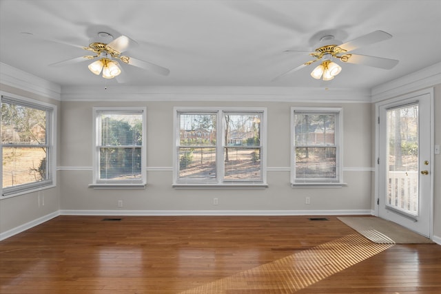 view of unfurnished sunroom