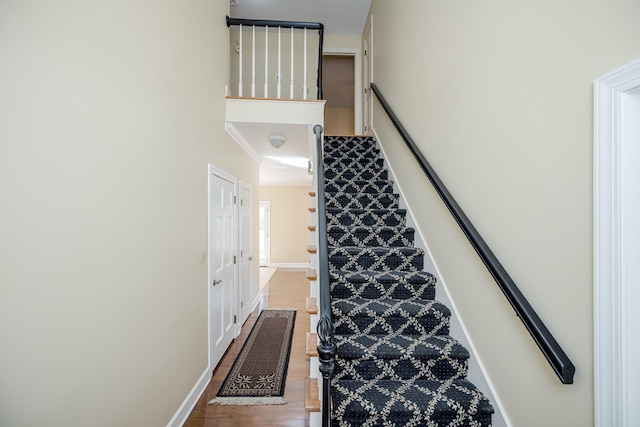 3701 Wexford Dr, Martinez, GA 30907 - staircase with wood finished floors and baseboards