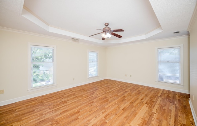 3701 Wexford Dr, Martinez, GA 30907 - spare room with a tray ceiling, ornamental molding, plenty of natural light, and light wood-type flooring