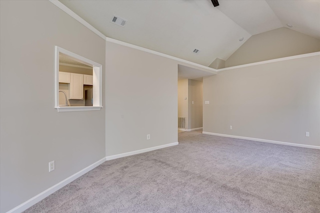 3650 Crawfordville Dr, Augusta, GA 30909 - carpeted empty room with lofted ceiling and crown molding