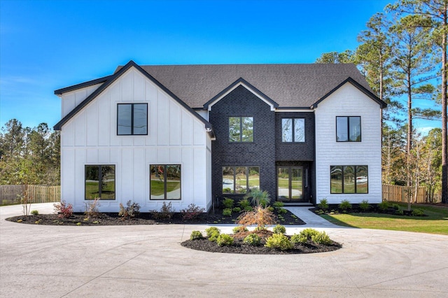 view of modern inspired farmhouse