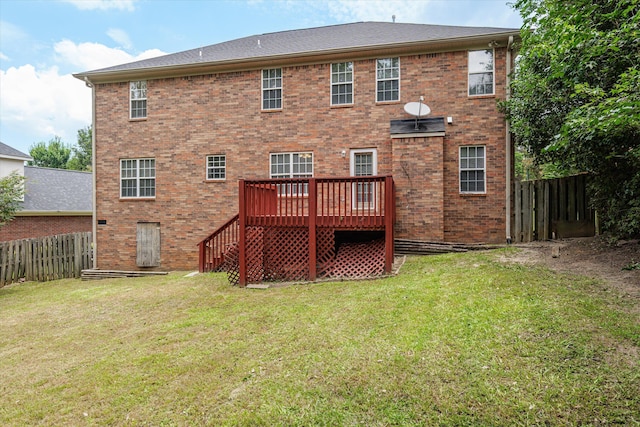 1094 Hampstead Pl, Martinez, GA 30907 - rear view of house with a deck, a fenced backyard, brick siding, and stairway