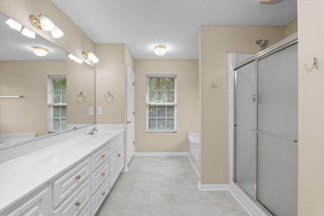 1094 Hampstead Pl, Martinez, GA 30907 - bathroom featuring vanity, a stall shower, a garden tub, and tile patterned flooring